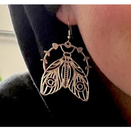 Moon Phase Moth Earrings